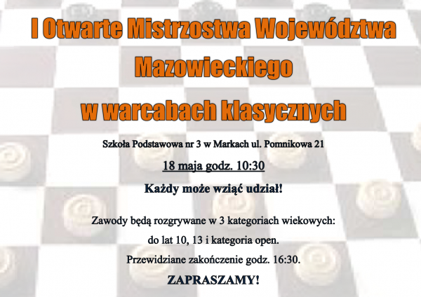 I Otwarte Mistrzostwa Województwa Mazowieckiego w warcabach klasycznych